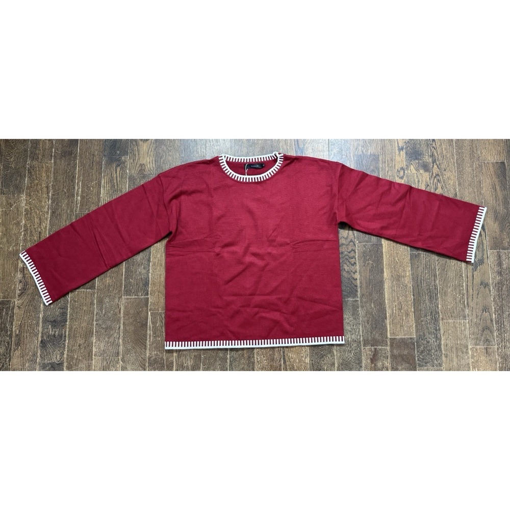 Zesica Sweater Women's Size L Crewneck Long Sleeve Tunic Knit Maroon Red NWT